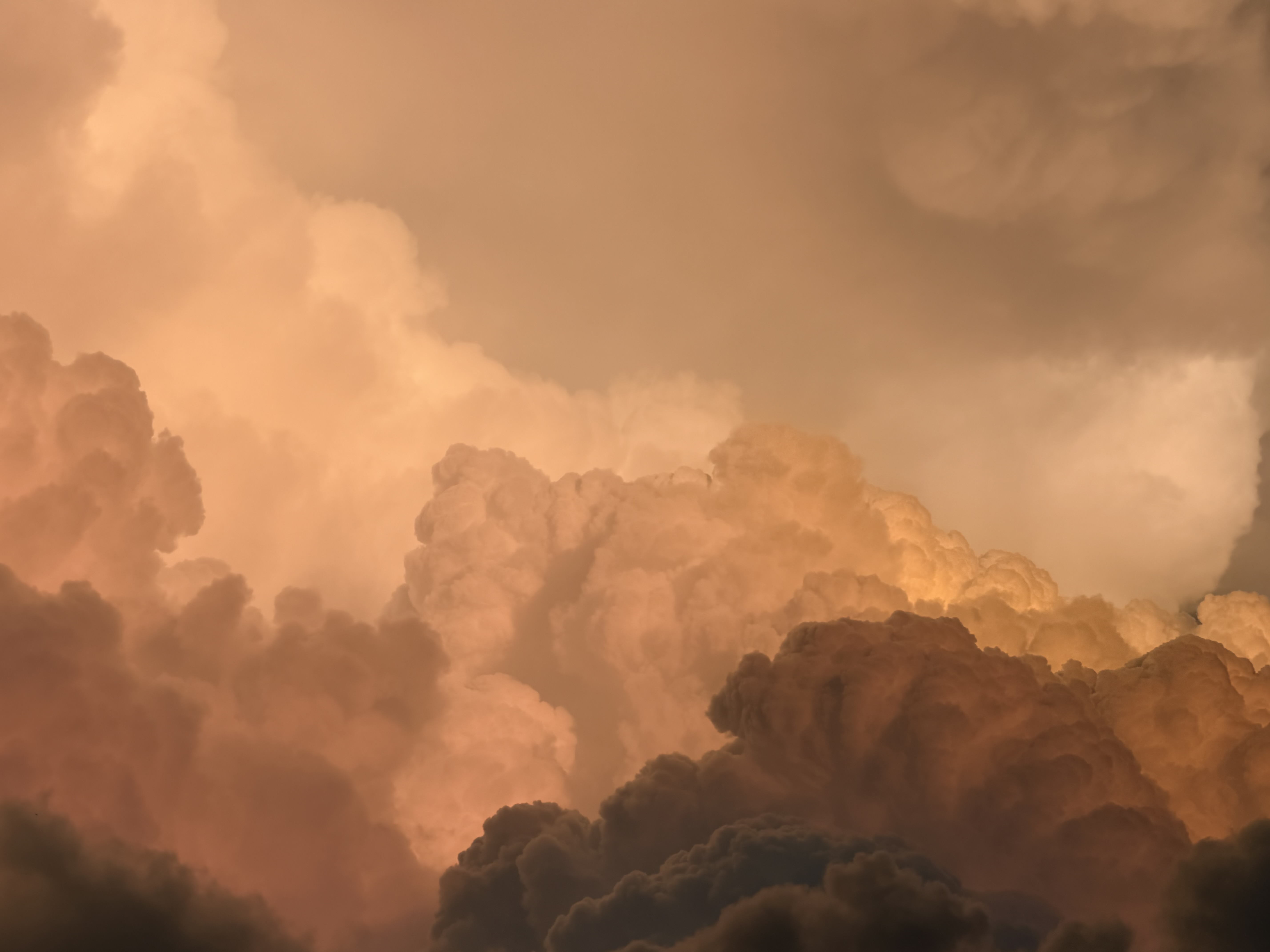 Dramatic orange storm clouds